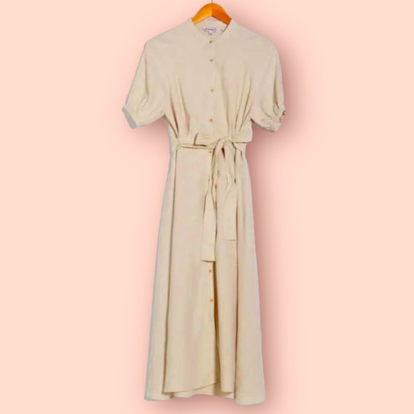 Nanette Lepore Dresses & Skirts - NANETTE LAPORE | Linen Blend Cream Belted Midi Dress